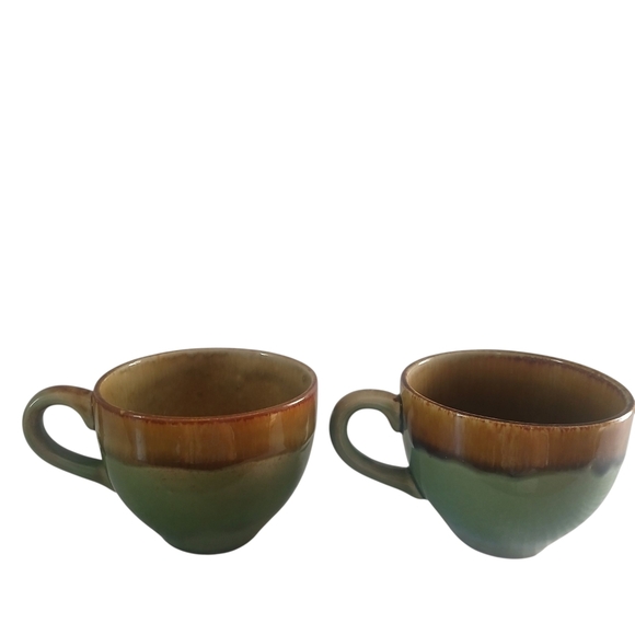 2 set Vintage MCM Ceramic Coffee Mugs Drip Glaze Pottery - Picture 2 of 16